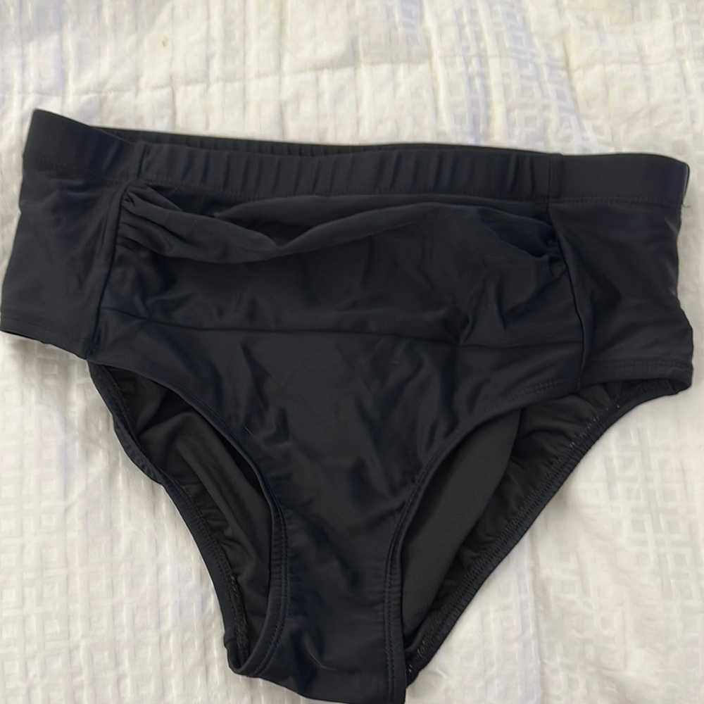 Love My Curves Size 12 Black High-Waisted Bikini Bottoms